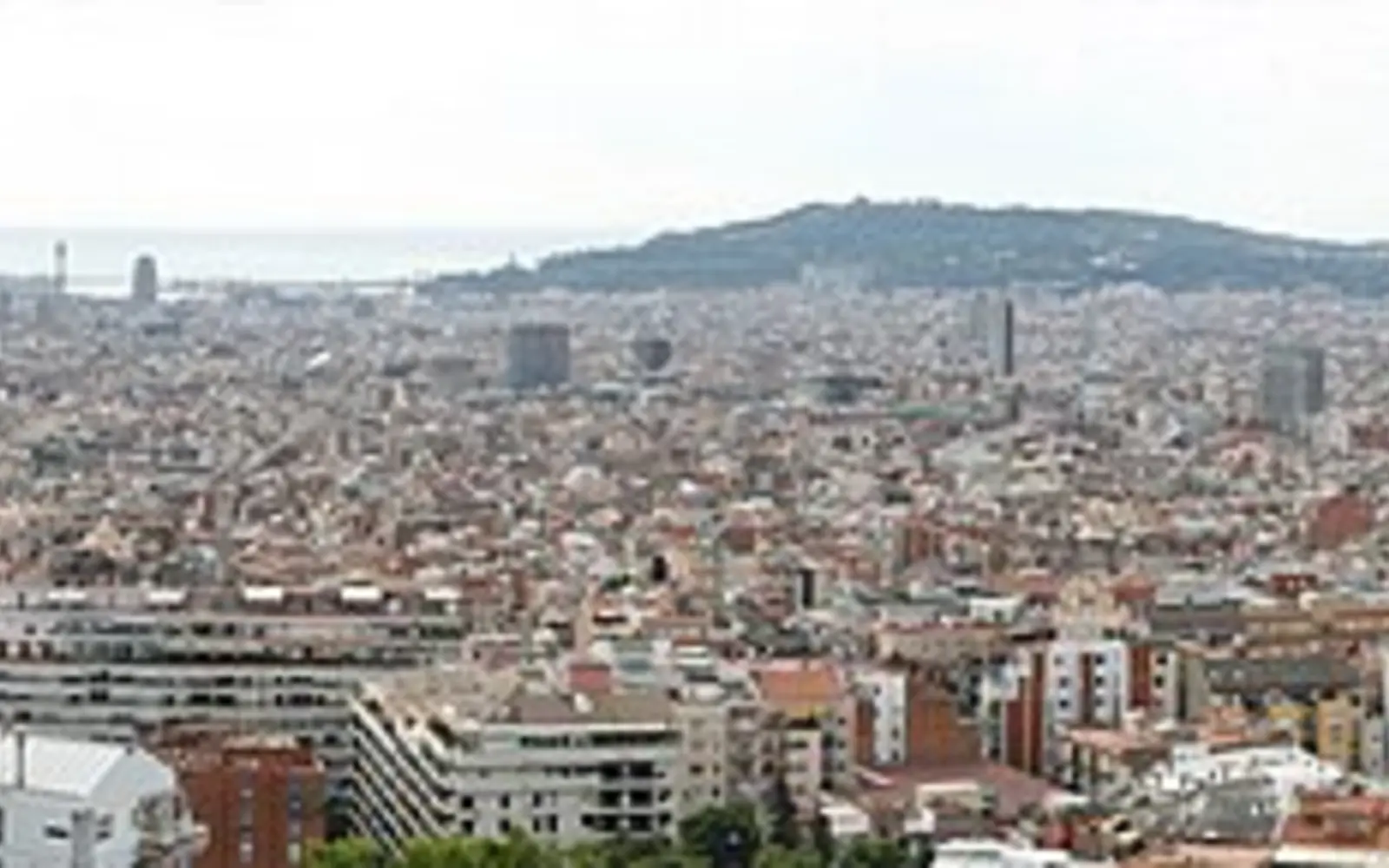 Panoramic view of Barcelona from Park Güell toward the Mediterranean