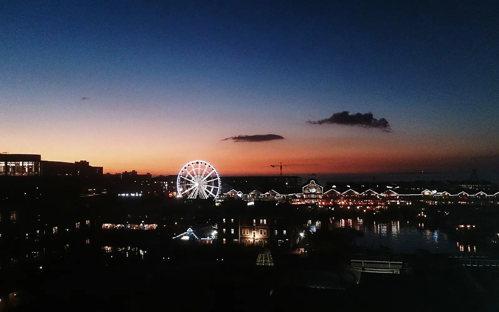 The Victoria and Alfred Waterfront in Cape Town at dusk