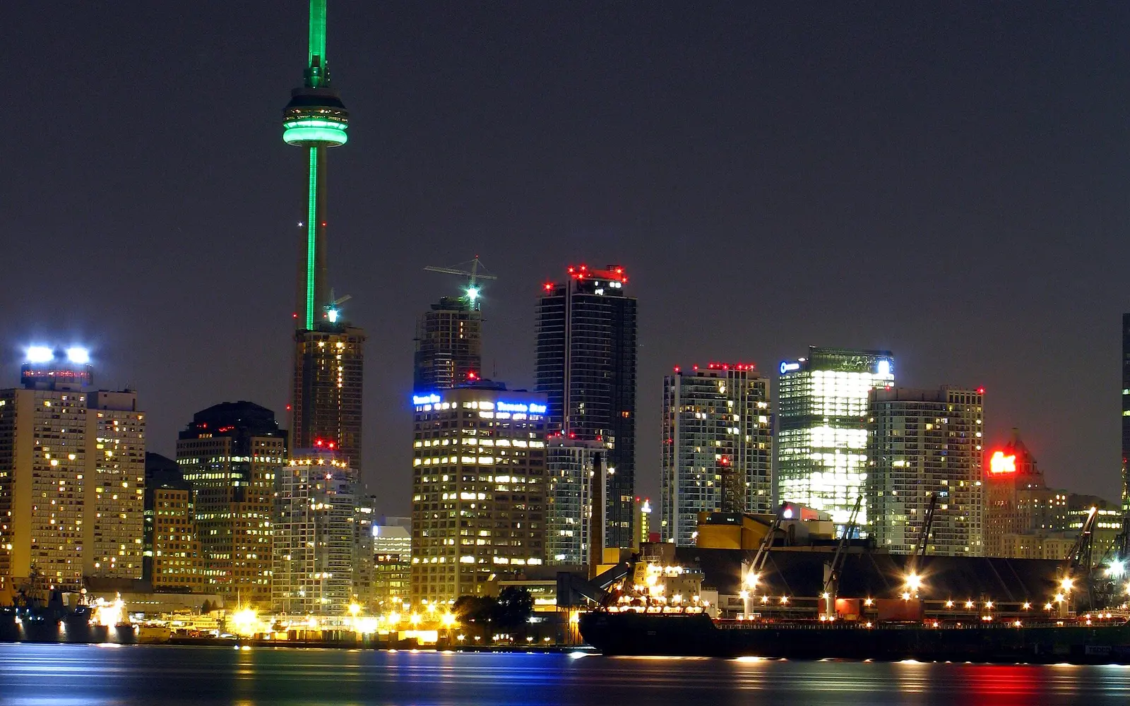 Toronto Harbour with the downtown skyline and CN Tower